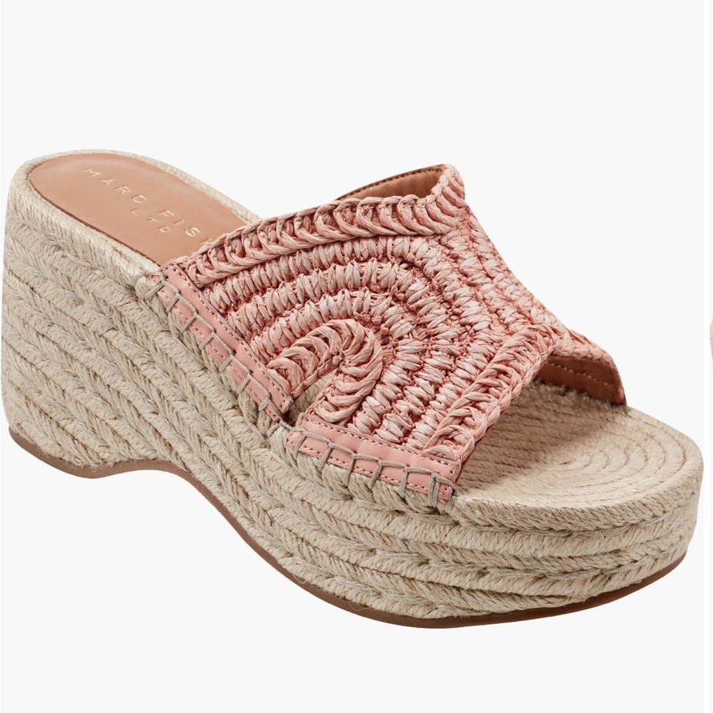 Marc Fisher Pink Woven Wedge platform Sandals Designer Women’s Size 9 - Picture 2 of 14